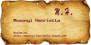 Mosonyi Henrietta névjegykártya